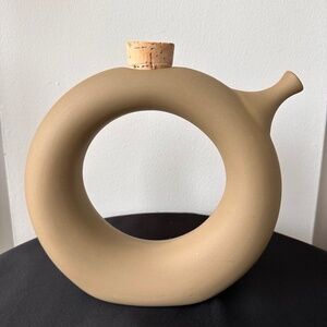 Vintage 1970s Hartstone USA MCM Circle Decanter with Cork Stopper Signed